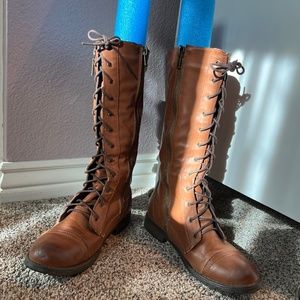 Brown lace-up boots